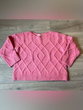 Promesa Pink Cable Knit Chunky Wool blend Soft Sweater Size Small